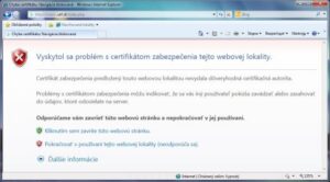 Chýbajúci bezpečnostný certifikát 5 ie problen